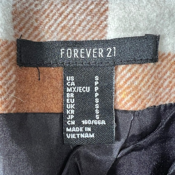 Forever 21 Wool Blend Plaid Mini Skirt Small Brown Button Detail Lined - Picture 5 of 9